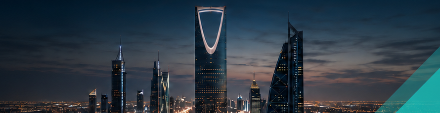 Saudi business district and industry skyline