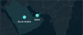 Map showing Saudi Arabia and Qatar focus